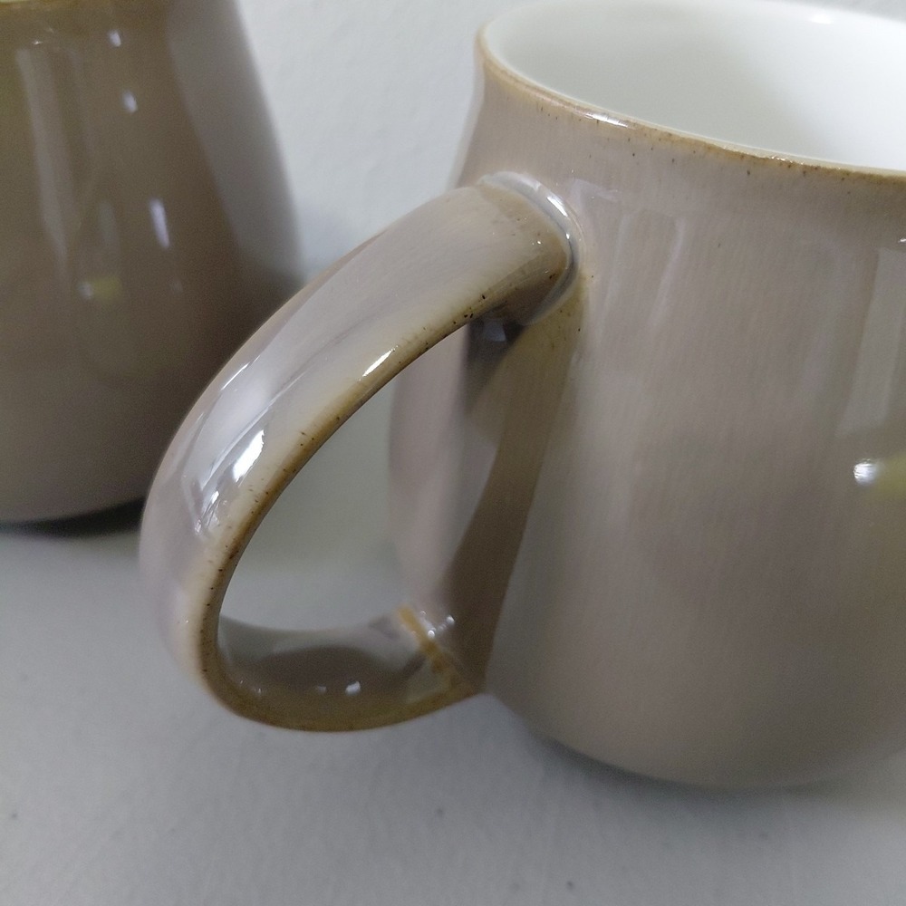 2 Denby Mugs TRUFFLE AB Set Pot Belly Slopped D Handle Ceramic England VTG - Picture 3 of 10